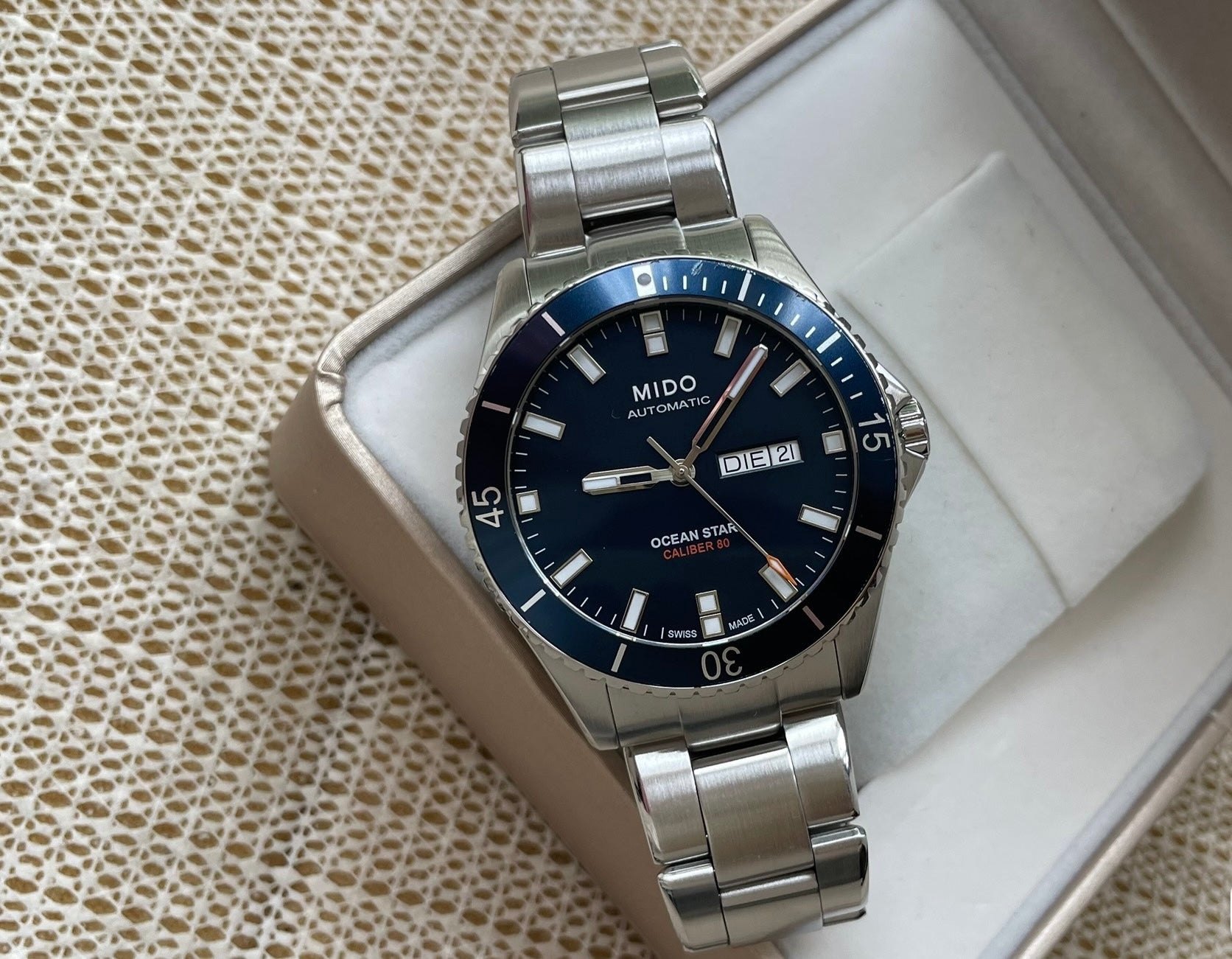 Swiss Mido Ocean Star Automatic Men's Watch Caliber 80 Day Date 42.5mm Stainless Steel 538-1500