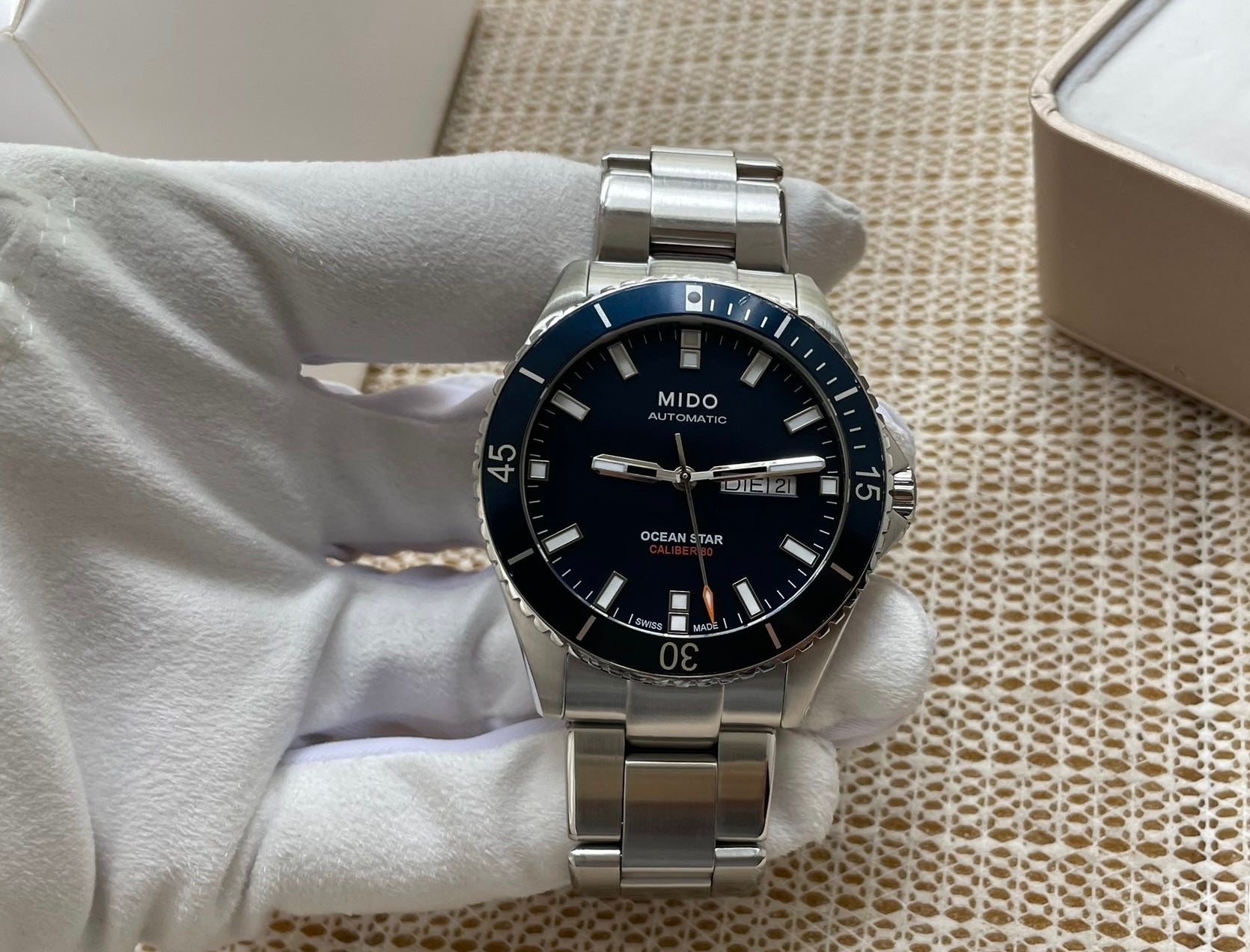 Swiss Mido Ocean Star Automatic Men's Watch Caliber 80 Day Date 42.5mm Stainless Steel 538-1500
