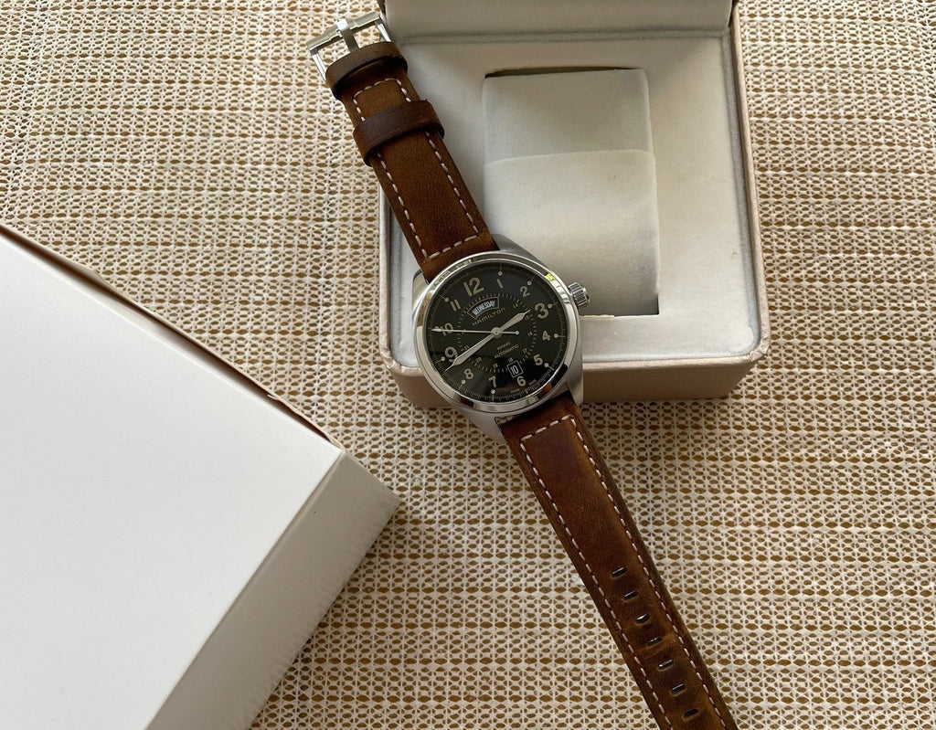 Swiss Hamilton Khaki Automatic Men's Watch H70505833 Day Date 42mm Near Mint Condition 539-1550