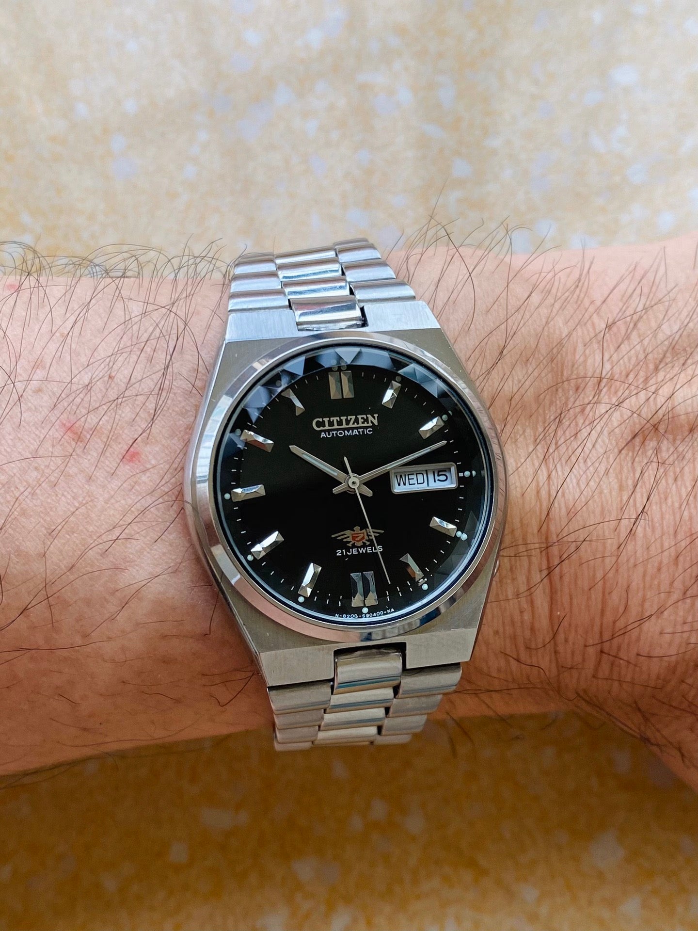 Citizen Automatic Vintage Men's Watch Cal. 8200 Day Date 21 Jewels 36.5mm Exhibition Case Back 540-0258
