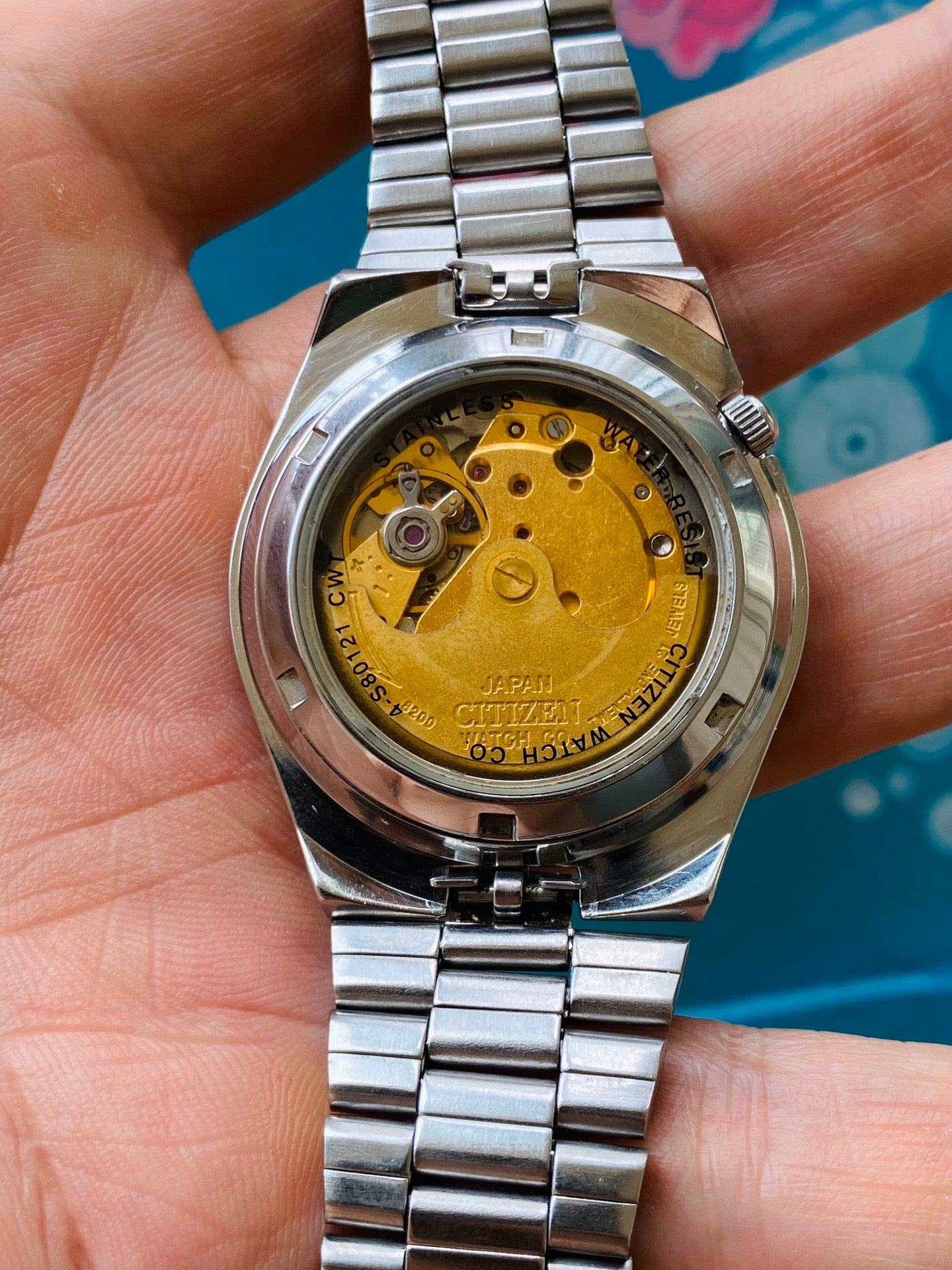 Citizen Automatic Vintage Men's Watch Cal. 8200 Day Date 21 Jewels 36.5mm Exhibition Case Back 540-0258