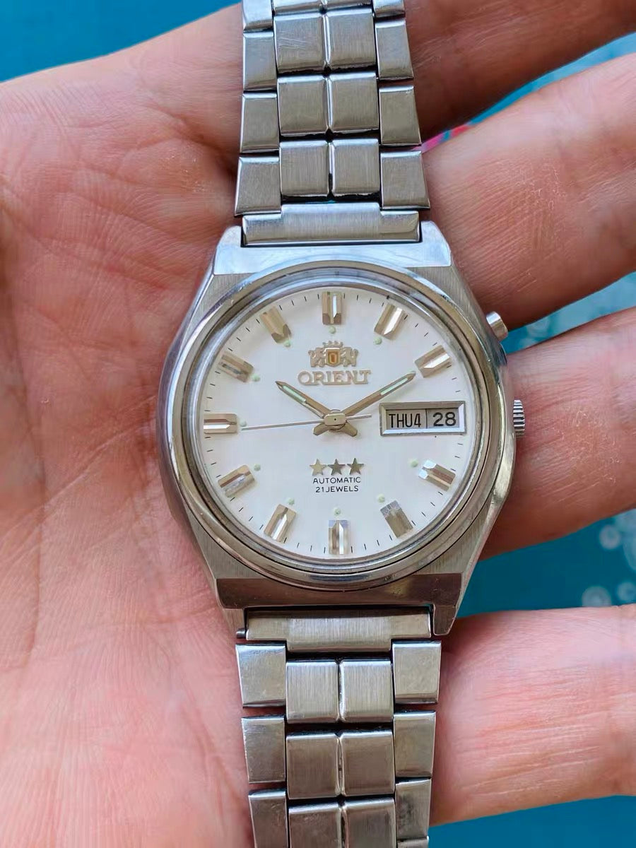 Orient Automatic Vintage Men's Watch Cal. 46941 Day Date 21 Jewels 35mm 1980s 599-0080