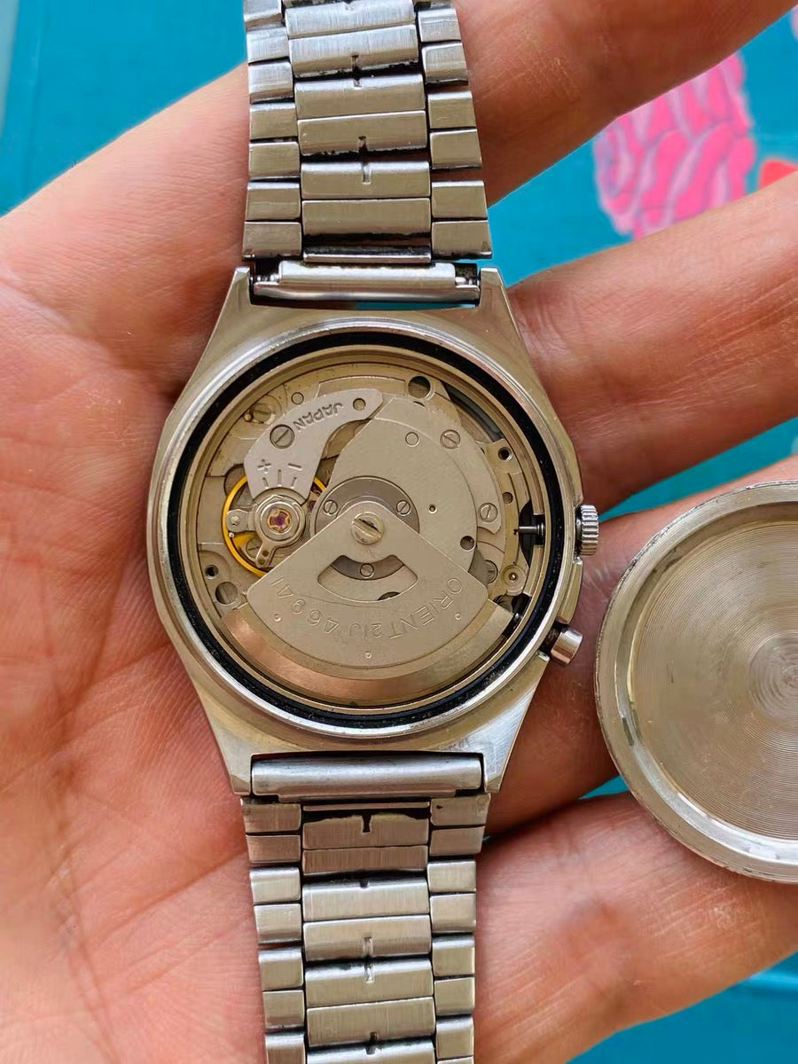 Orient Automatic Vintage Men's Watch Cal. 46941 Day Date 21 Jewels 35mm 1980s 599-0080