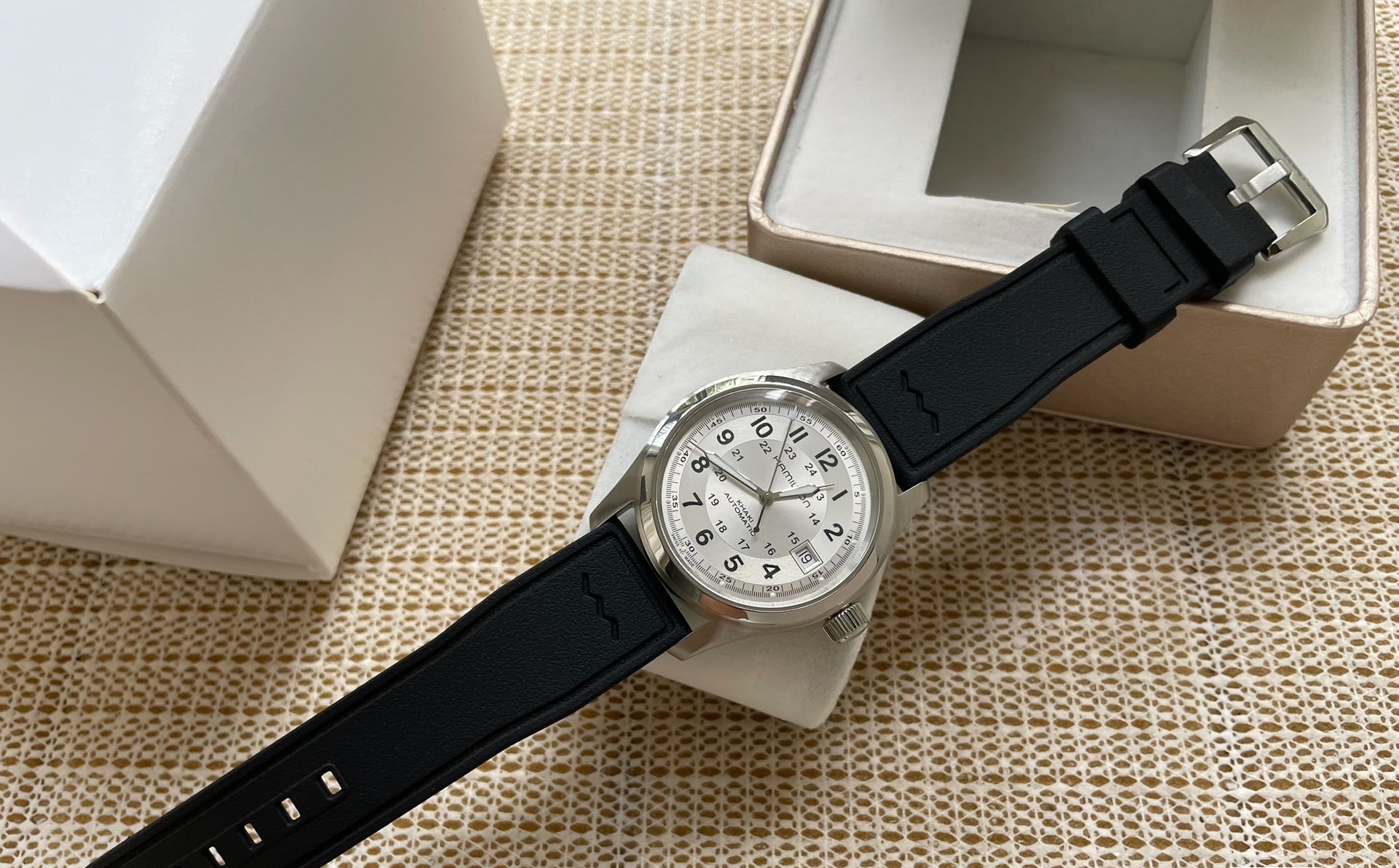 Swiss Hamilton Khaki Automatic Men's Watch H70455553 H-10 Date 38mm Silver Dial 601-2050