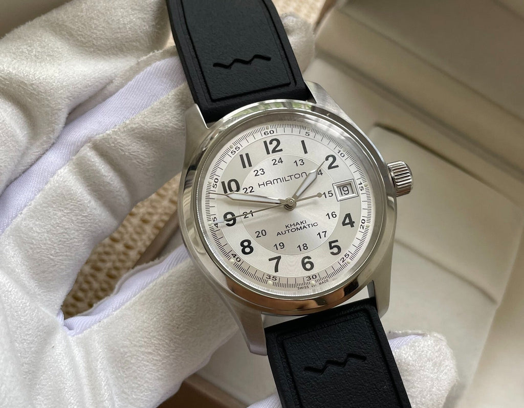 Swiss Hamilton Khaki Automatic Men's Watch H70455553 H-10 Date 38mm Silver Dial 601-2050