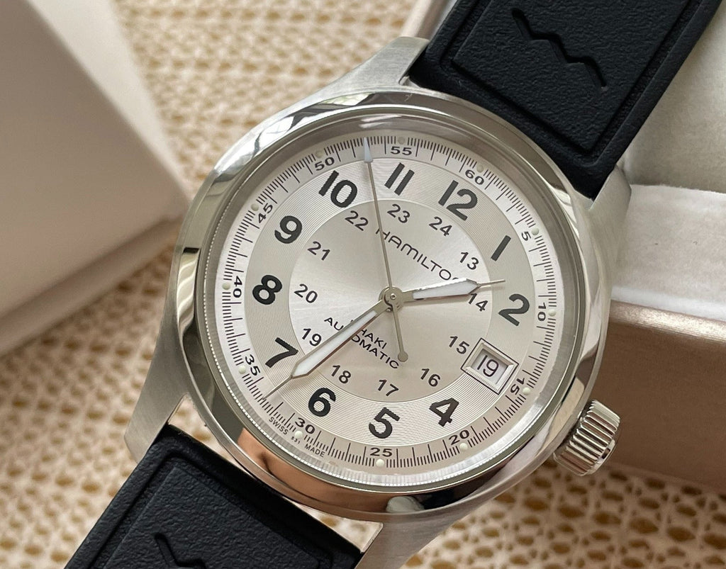 Swiss Hamilton Khaki Automatic Men's Watch H70455553 H-10 Date 38mm Silver Dial 601-2050