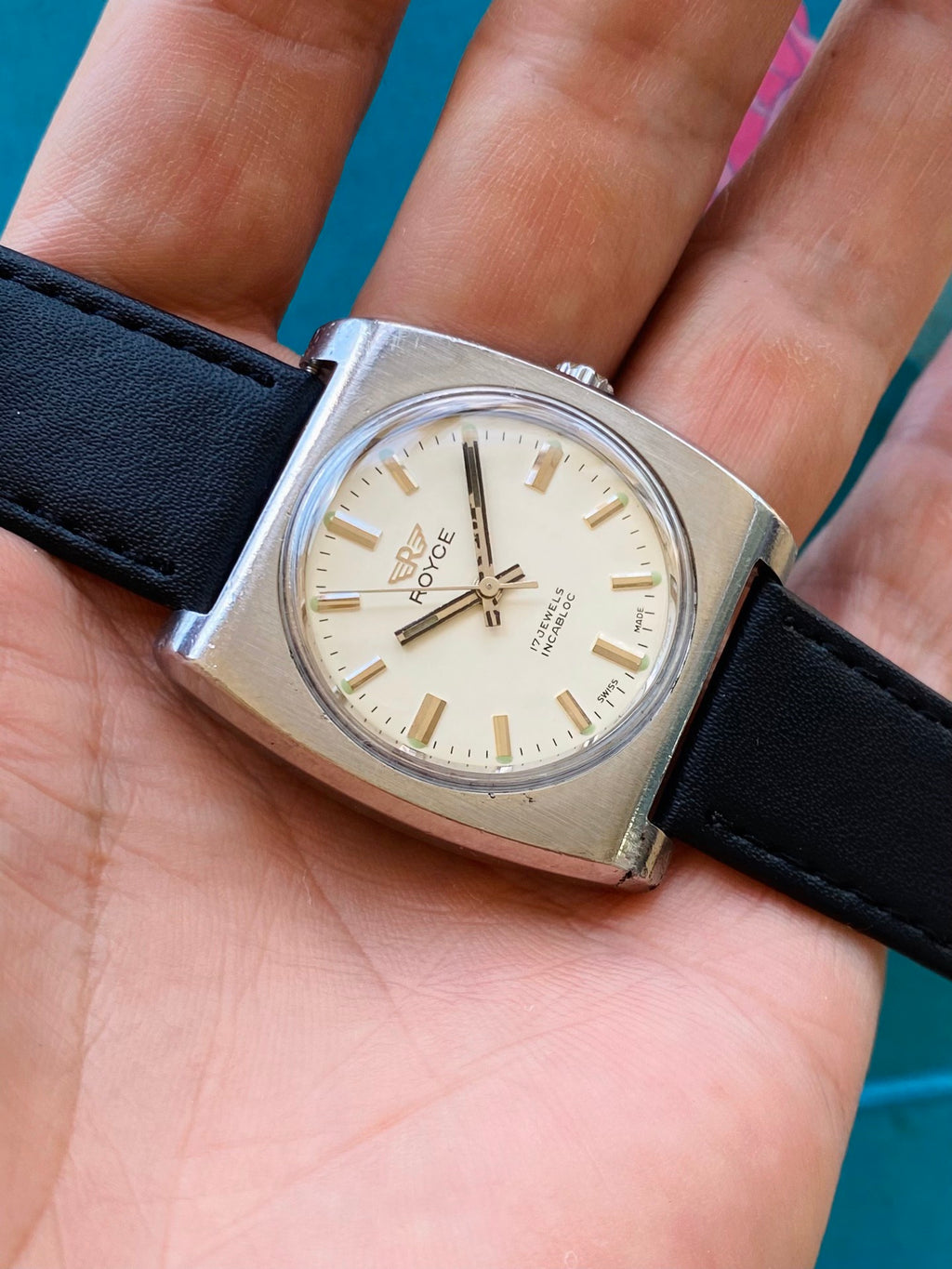Swiss Royce Manual Wind Vintage Men's Watch 17 Jewels 35.8mm 1970s 611-0218