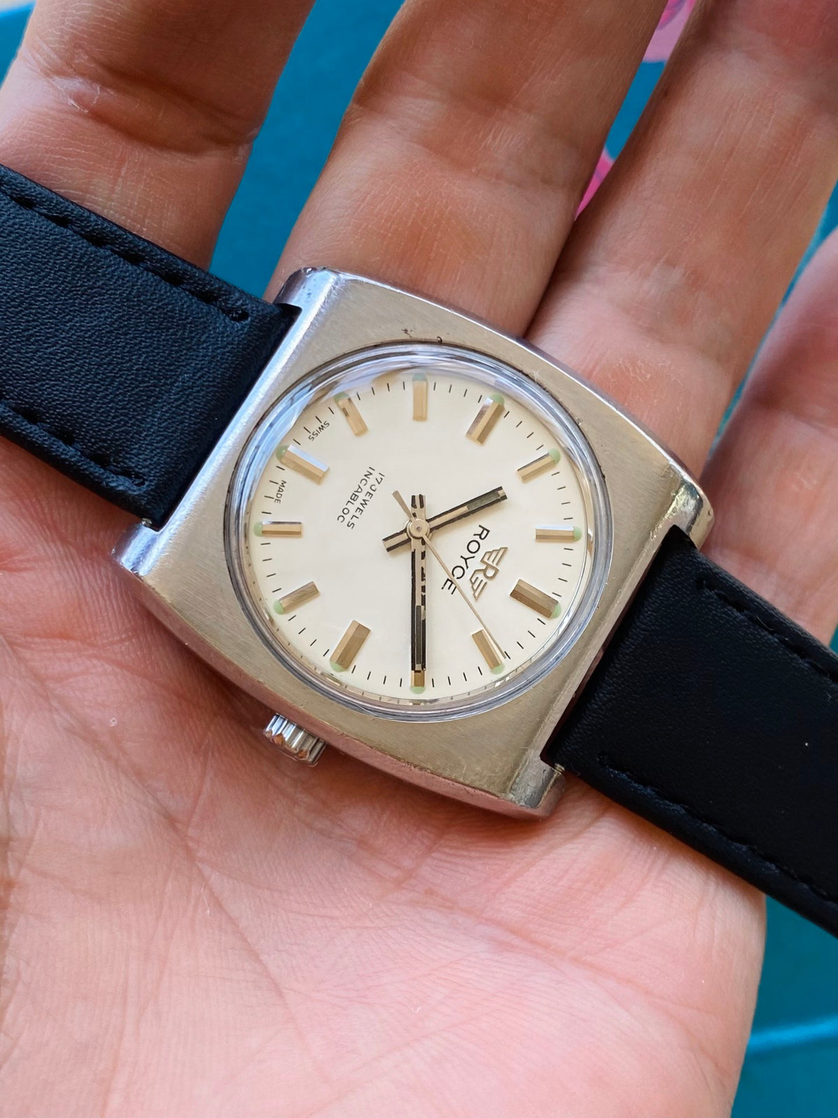 Swiss Royce Manual Wind Vintage Men's Watch 17 Jewels 35.8mm 1970s 611-0218