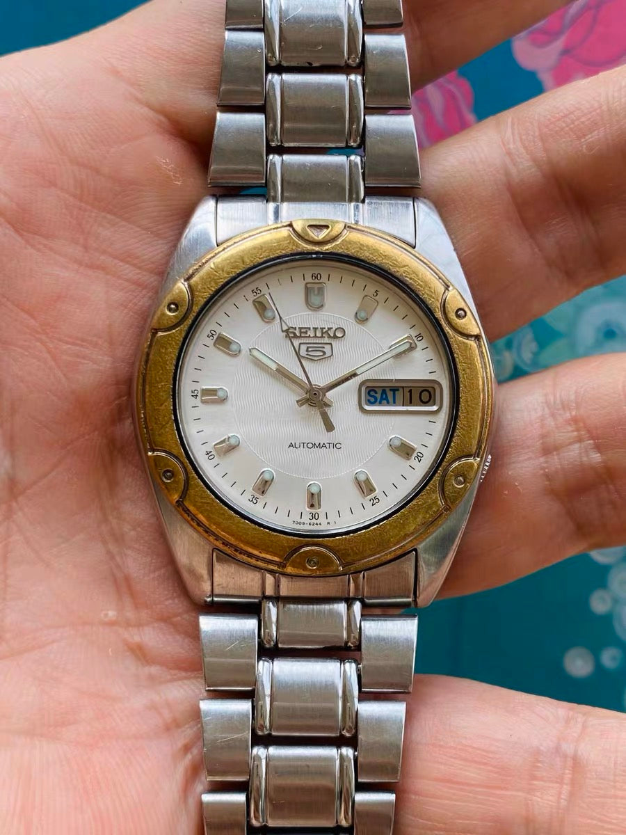 Seiko 5 Vintage Automatic Men's Watch Cal. 7009 Day Date 37mm 1970s 613-0168