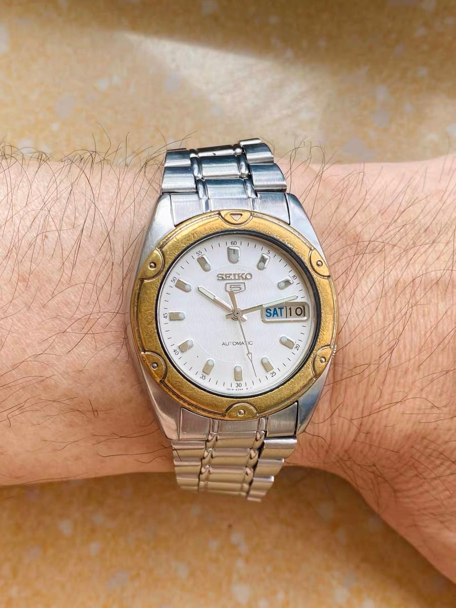 Seiko 5 Vintage Automatic Men's Watch Cal. 7009 Day Date 37mm 1970s 613-0168