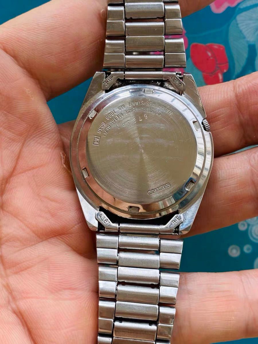 Vintage Men's Seiko Automatic Watch Cal. 7009 Day Date 37mm 1970s Japan Made 613-0168
