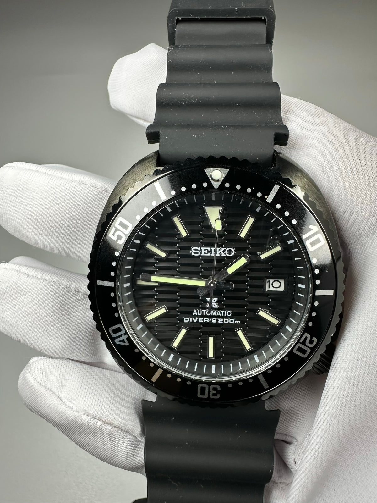 Custom Modified Seiko Diver Automatic Watch 43mm Original NH35 Movement Sapphire Crystal Black 357-0680