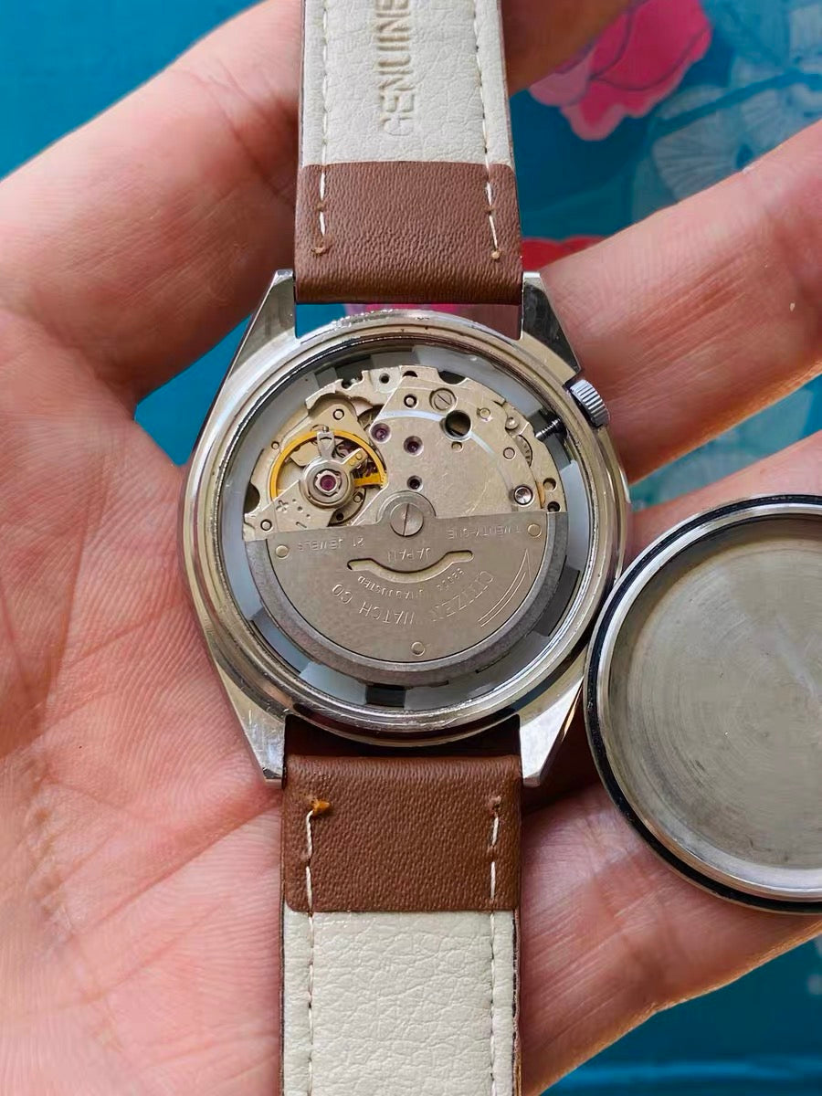 Citizen Automatic Vintage Watch 8200 Day Date 21 Jewels 36.5mm Hidden Crown 628-0148