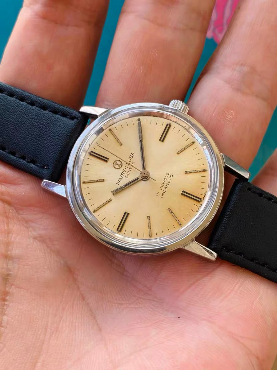 Swiss FAVRE-LEUBA Manual Wind Watch ETA 2750 17 Jewels 35mm 1970s 632-0170