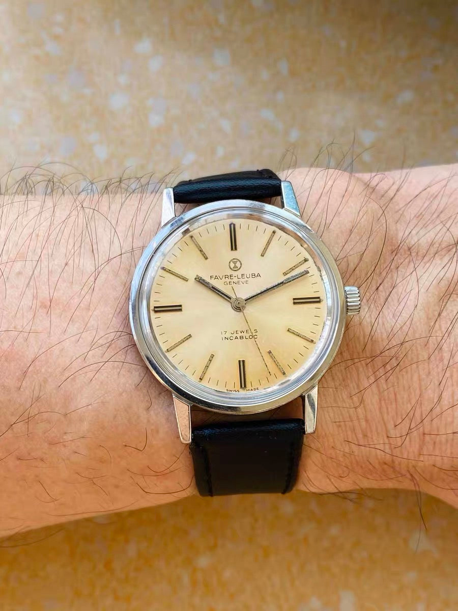 Swiss FAVRE-LEUBA Manual Wind Watch ETA 2750 17 Jewels 35mm 1970s 632-0170