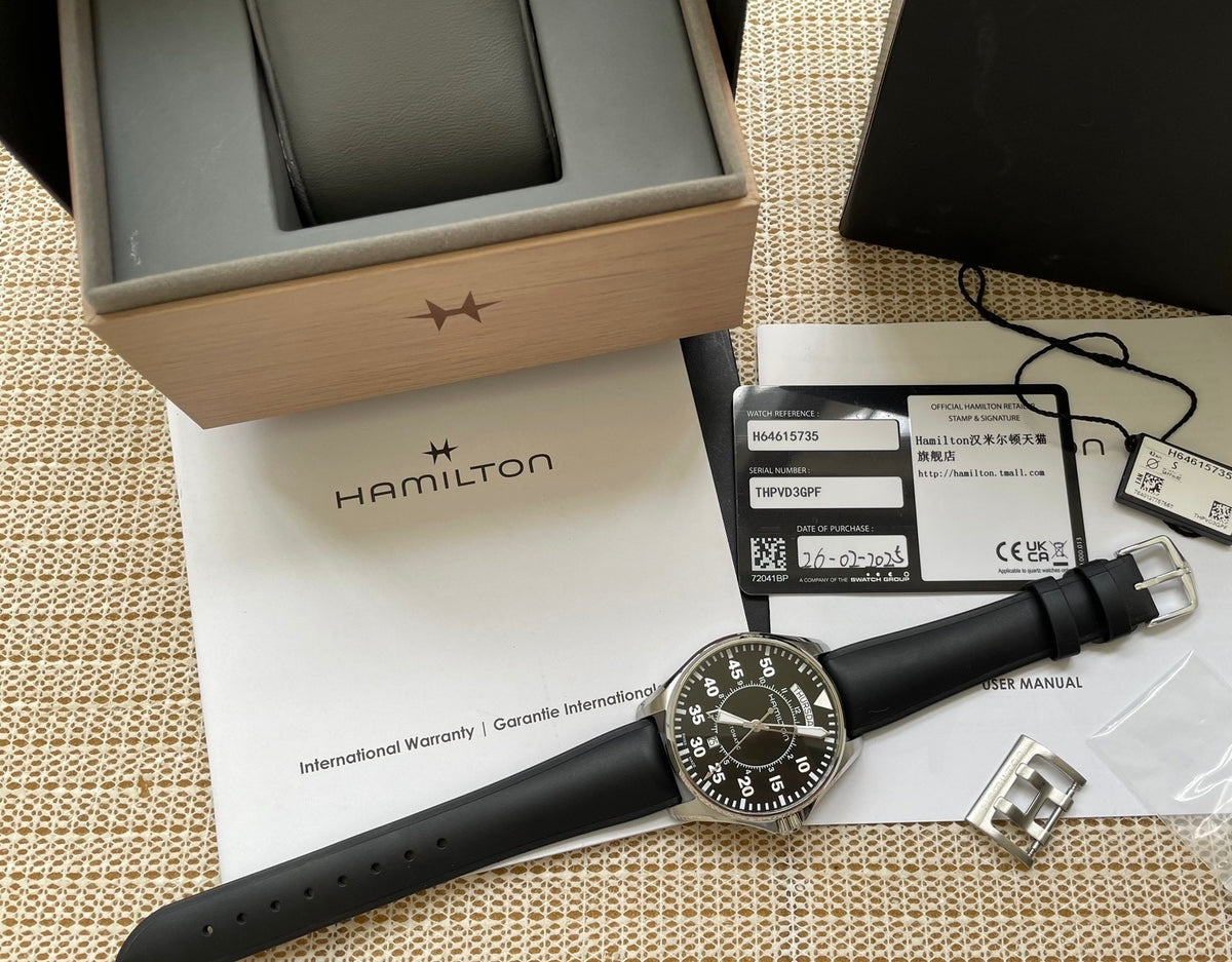 Swiss Hamilton Khaki Aviation Pilot Day Date Interstellar Watch 42MM H-40 80 Hour 609-2100 Full Set