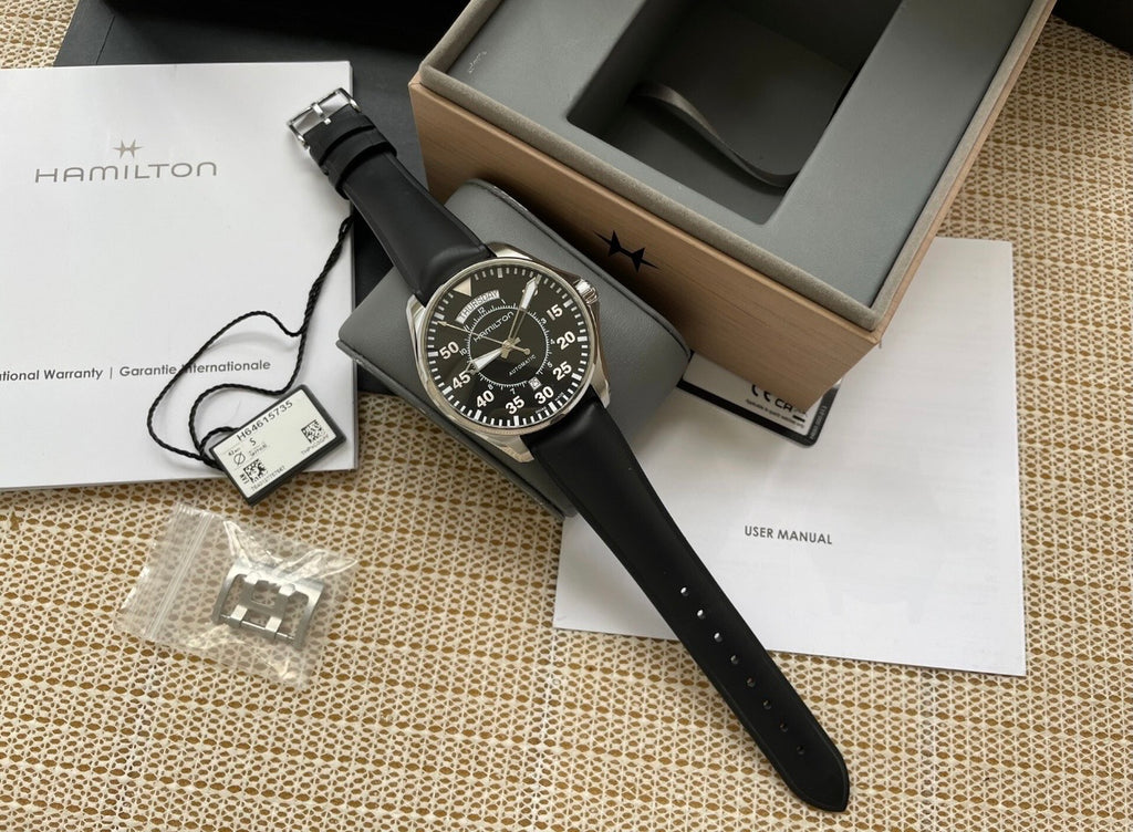 Swiss Hamilton Khaki Aviation Pilot Day Date Interstellar Watch 42MM H-40 80 Hour 609-2100 Full Set