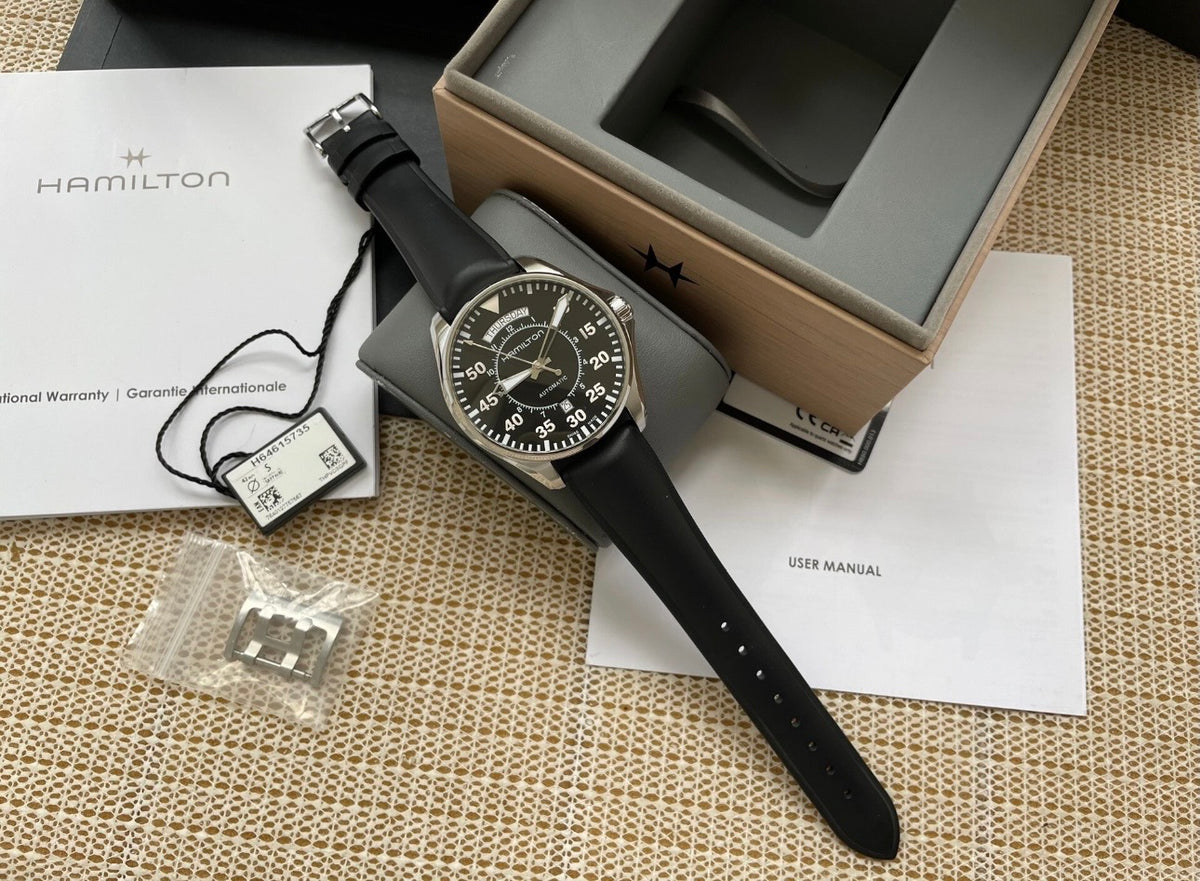 Swiss Hamilton Khaki Aviation Pilot Day Date Interstellar Watch 42MM H-40 80 Hour 609-2100 Full Set