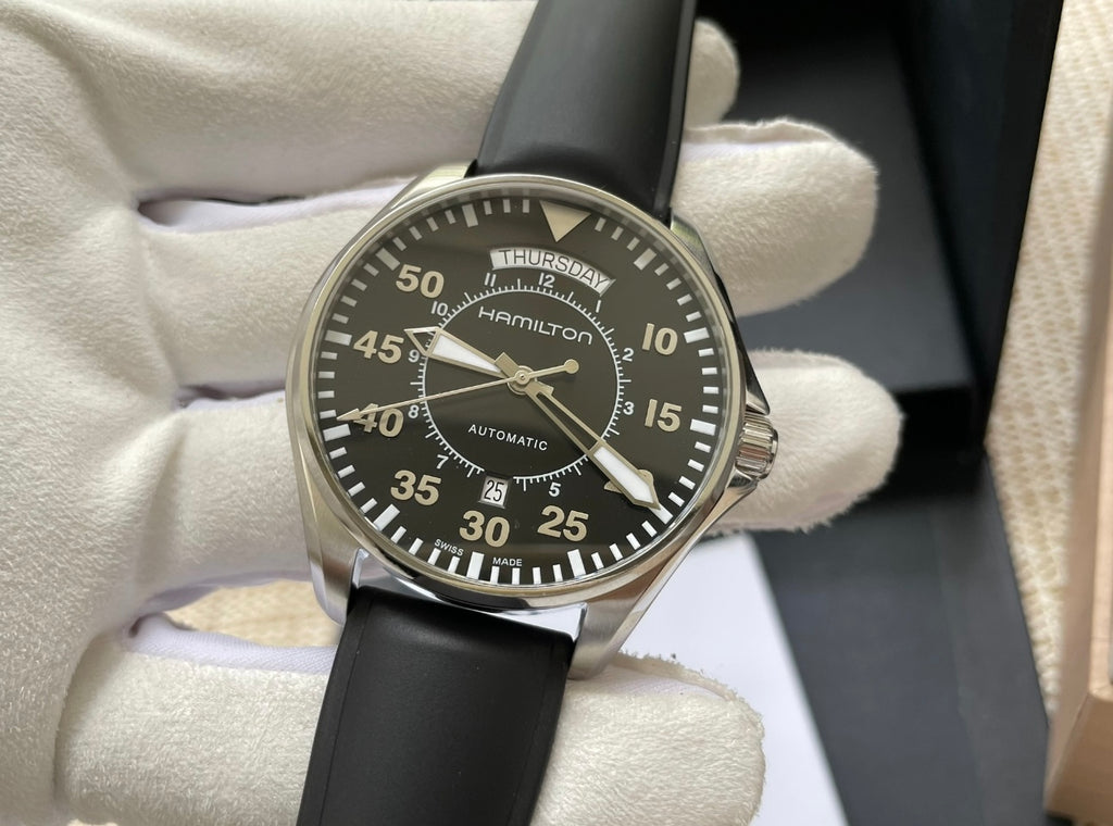 Swiss Hamilton Khaki Aviation Pilot Day Date Interstellar Watch 42MM H-40 80 Hour 609-2100 Full Set