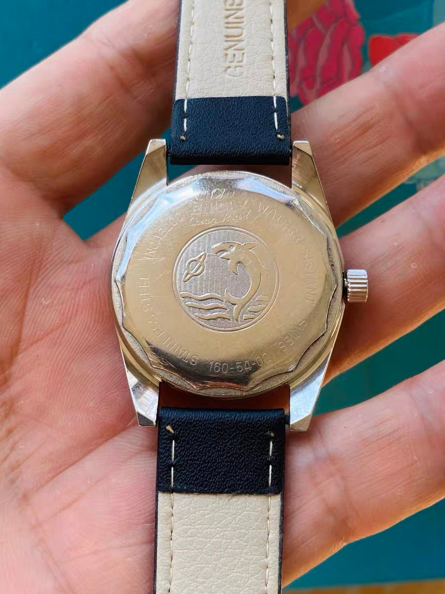 Swiss Enicar Manual Wind Vintage Watch 36mm 17 Jewels 1960s Gradient Blue Dial 640-0238