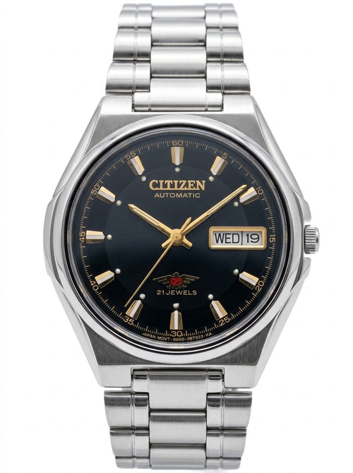 Citizen Automatic Vintage Watch 21 Jewels 36.5mm Sapphire Crystal Full Stainless Steel Day Date 503-0165