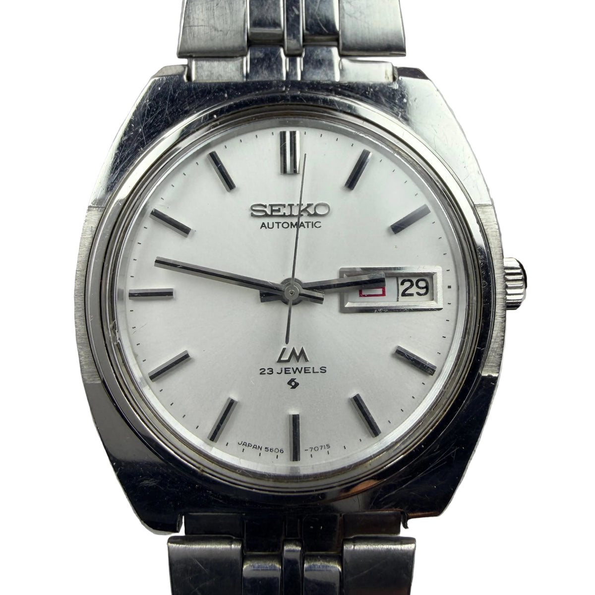 Seiko Lord Matic LM Automatic Vintage Watch 23 Jewels 36mm White Dial Day Date 330-0520