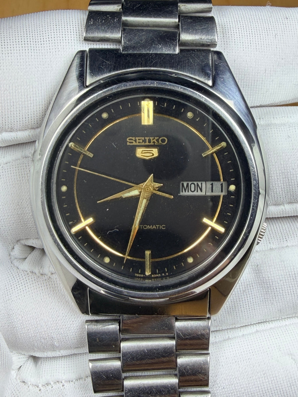 Vintage Seiko 5 Automatic Watch 7009 Day Date 369-0218