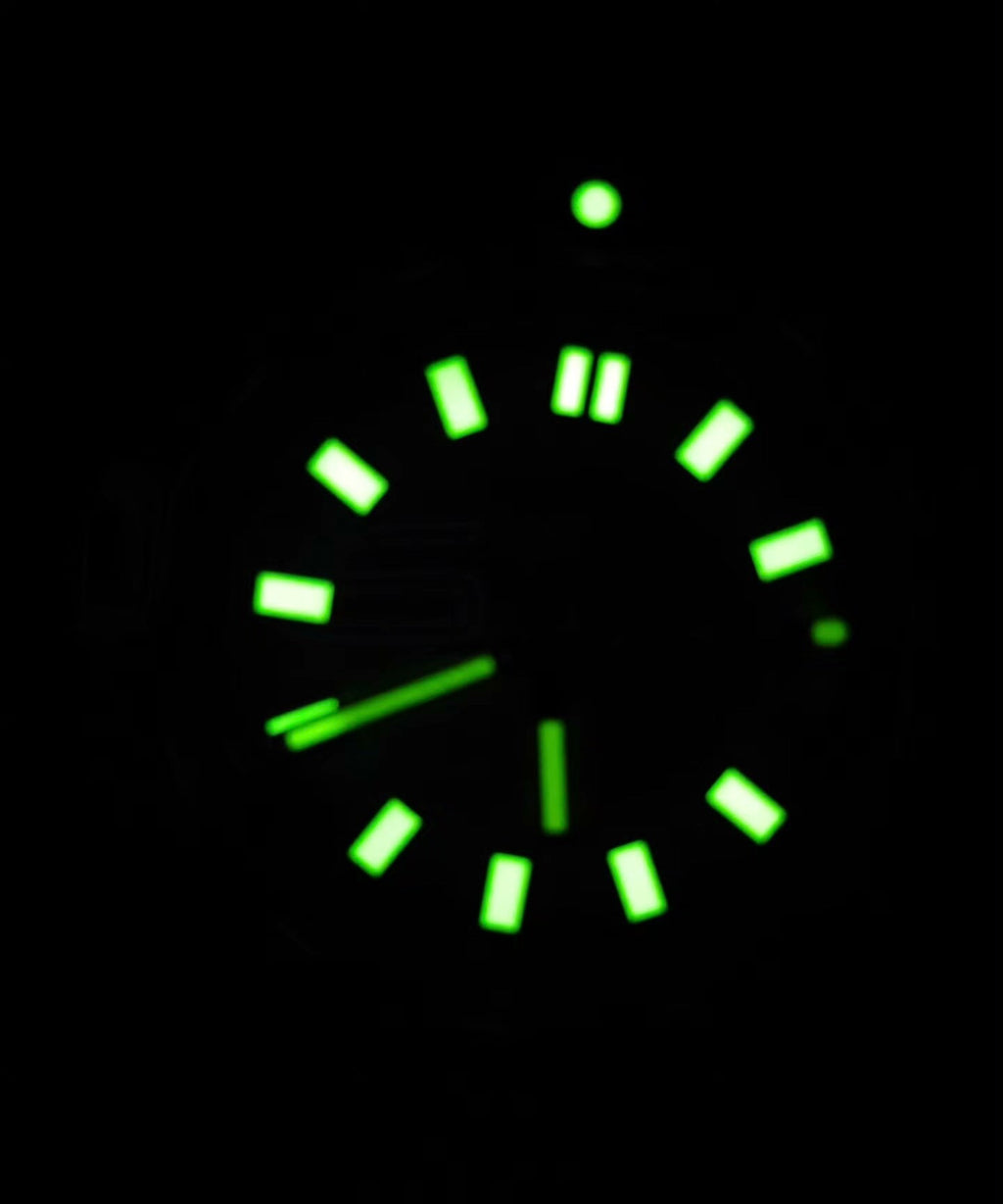 Custom Modified Seiko Diver Automatic Watch 40mm Original NH35 Movement Black Dial Luminous Hands Rubber Strap 361-0630