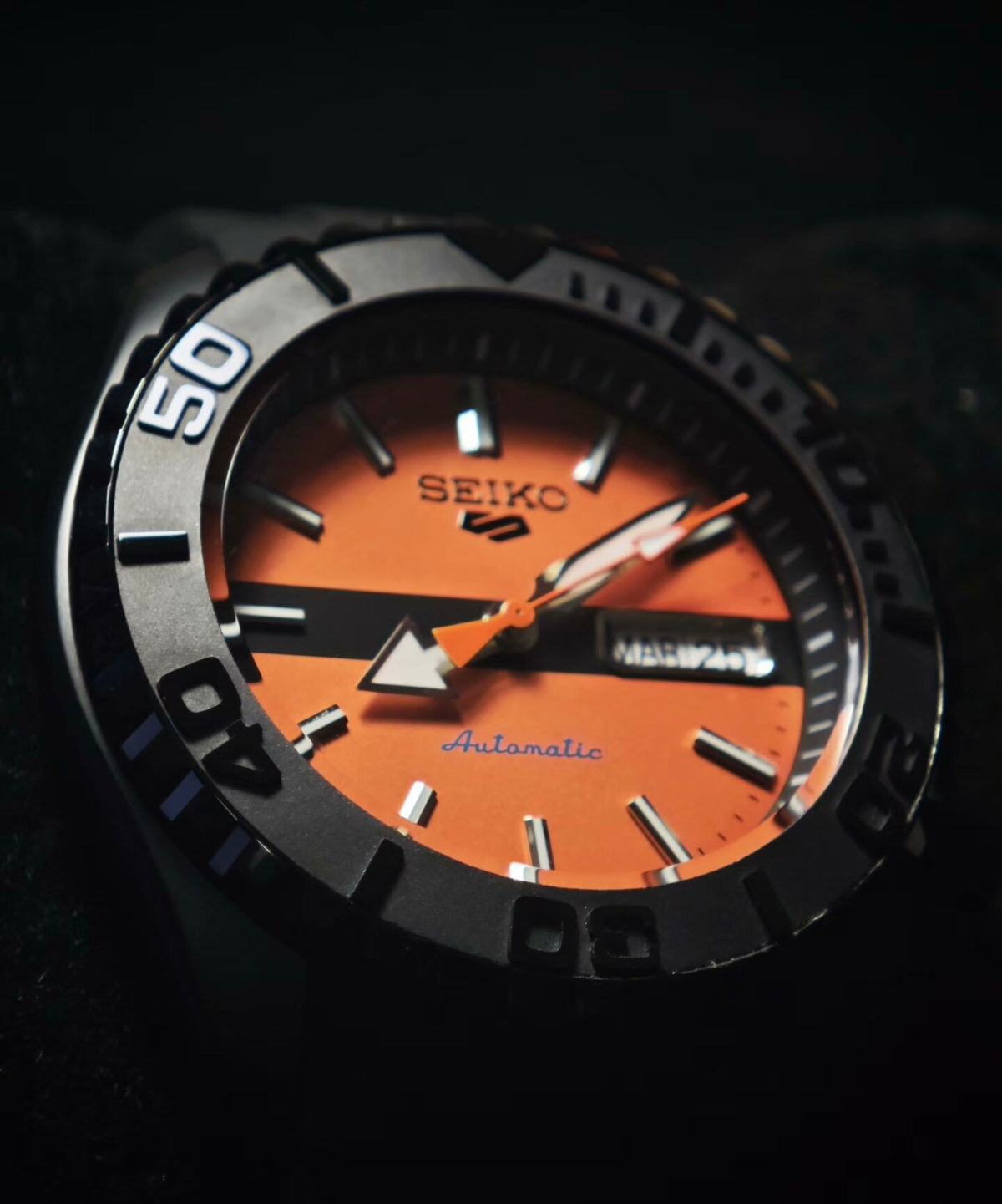 Custom Modified Seiko SKX007 Orange Diver Automatic Watch 42mm NH36 Sapphire Crystal Ceramic Bezel 24 Jewels 354-0630