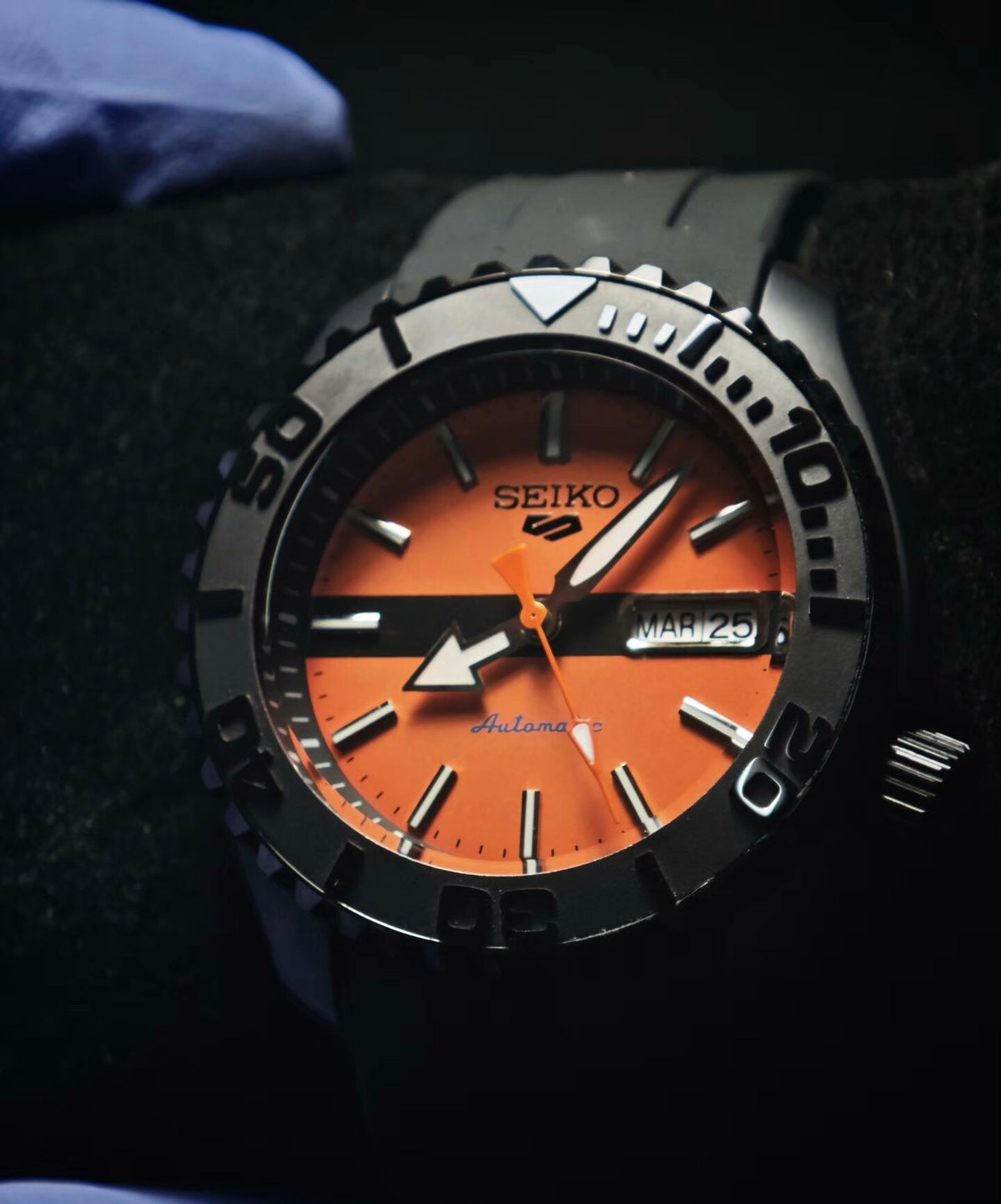 Custom Modified Seiko SKX007 Orange Diver Automatic Watch 42mm NH36 Sapphire Crystal Ceramic Bezel 24 Jewels 354-0630