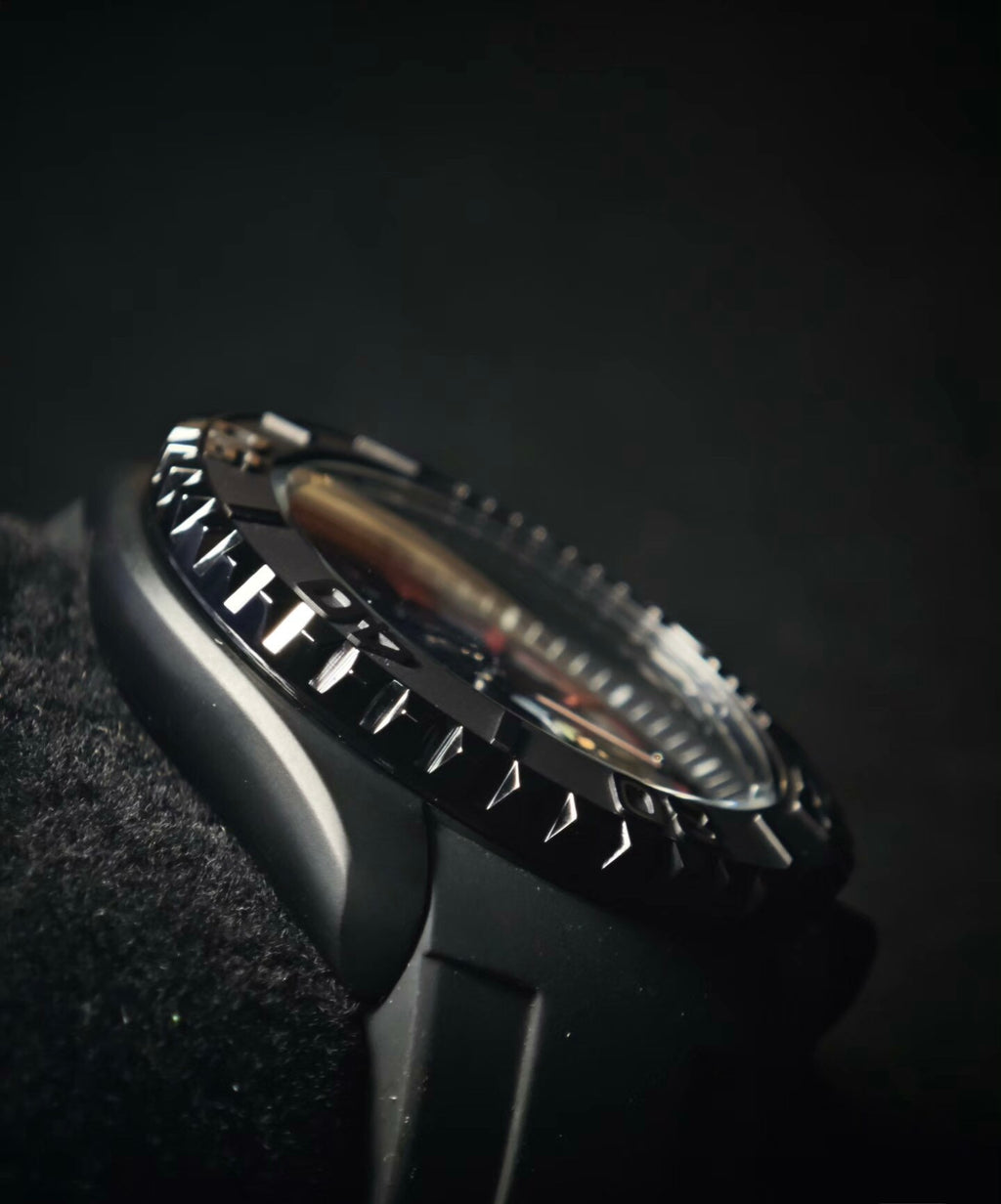 Custom Modified Seiko 5 SKX007 Black Diver Automatic Watch 42mm NH36 Sapphire Crystal Ceramic Bezel 21 Jewels 355-0630