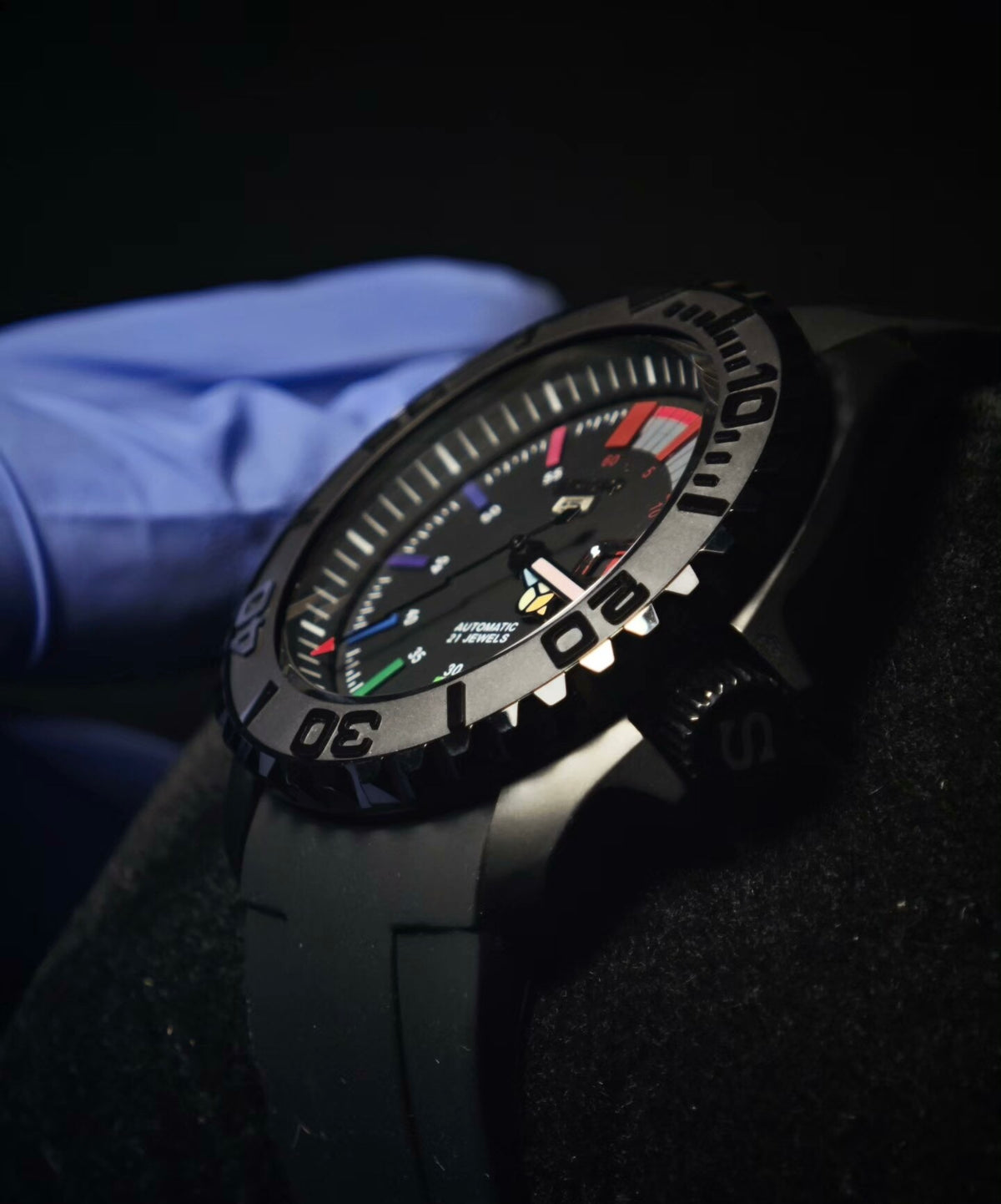 Custom Modified Seiko 5 SKX007 Black Diver Automatic Watch 42mm NH36 Sapphire Crystal Ceramic Bezel 21 Jewels 355-0630