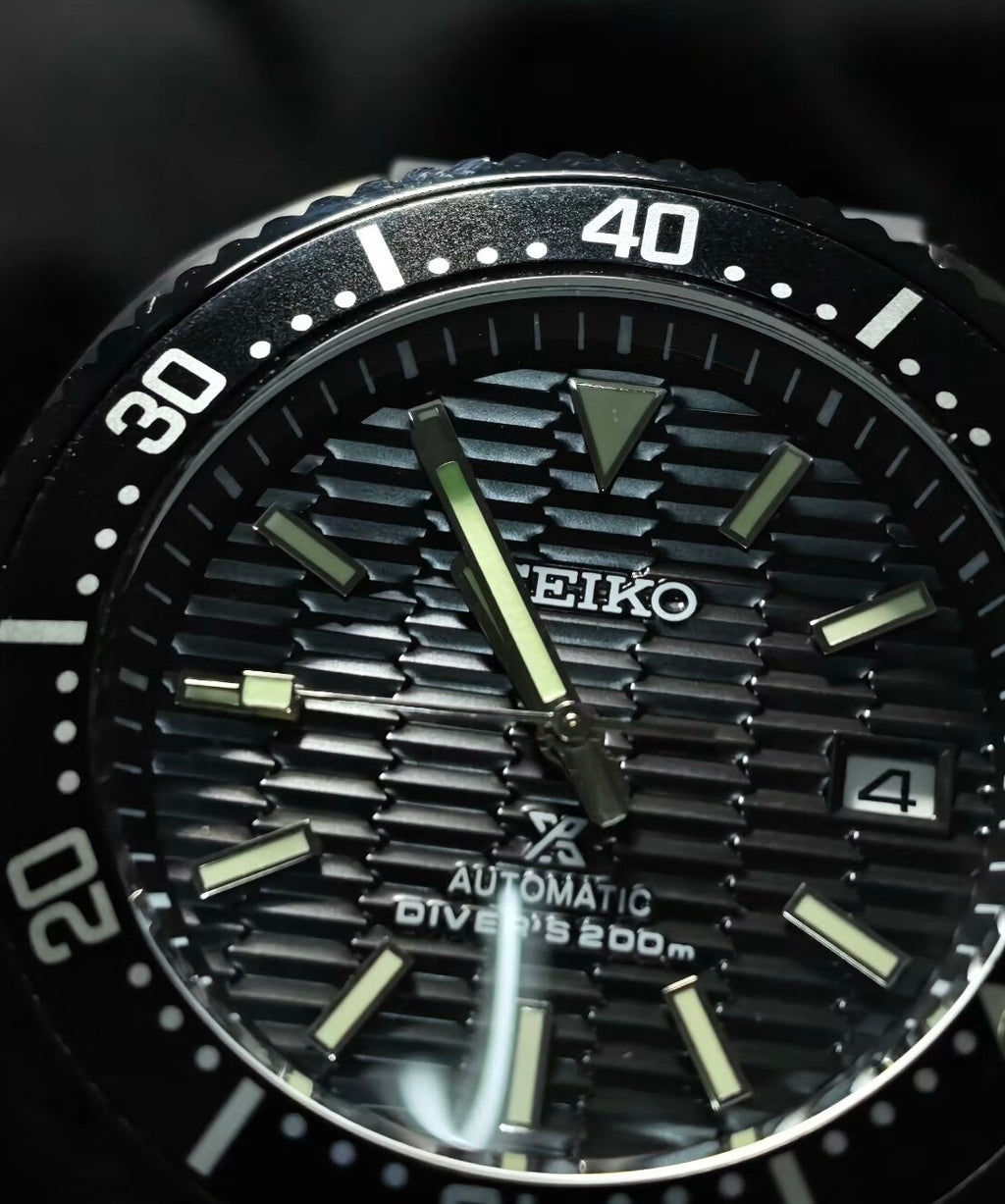 Custom Modified Seiko Diver Automatic Watch 43mm Original NH35 Movement Sapphire Crystal Black 357-0680