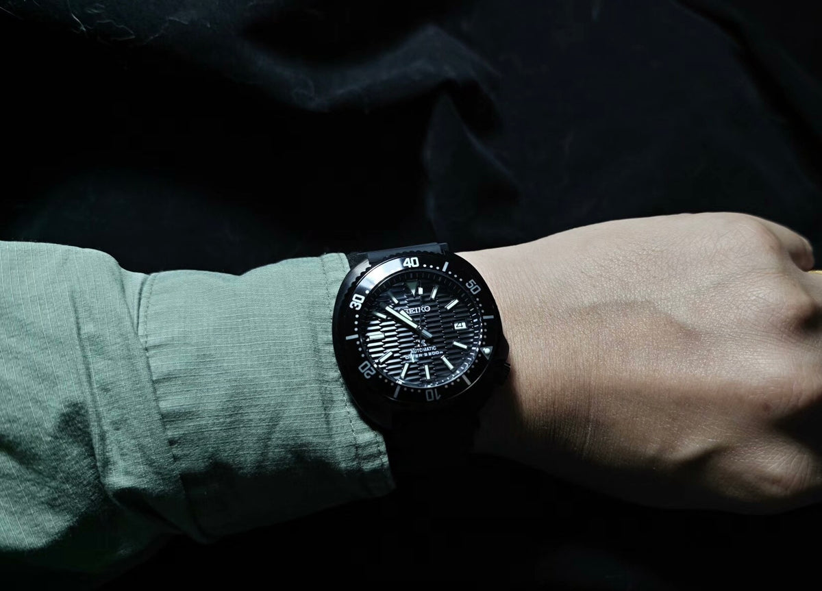 Custom Modified Seiko Diver Automatic Watch 43mm Original NH35 Movement Sapphire Crystal Black 357-0680