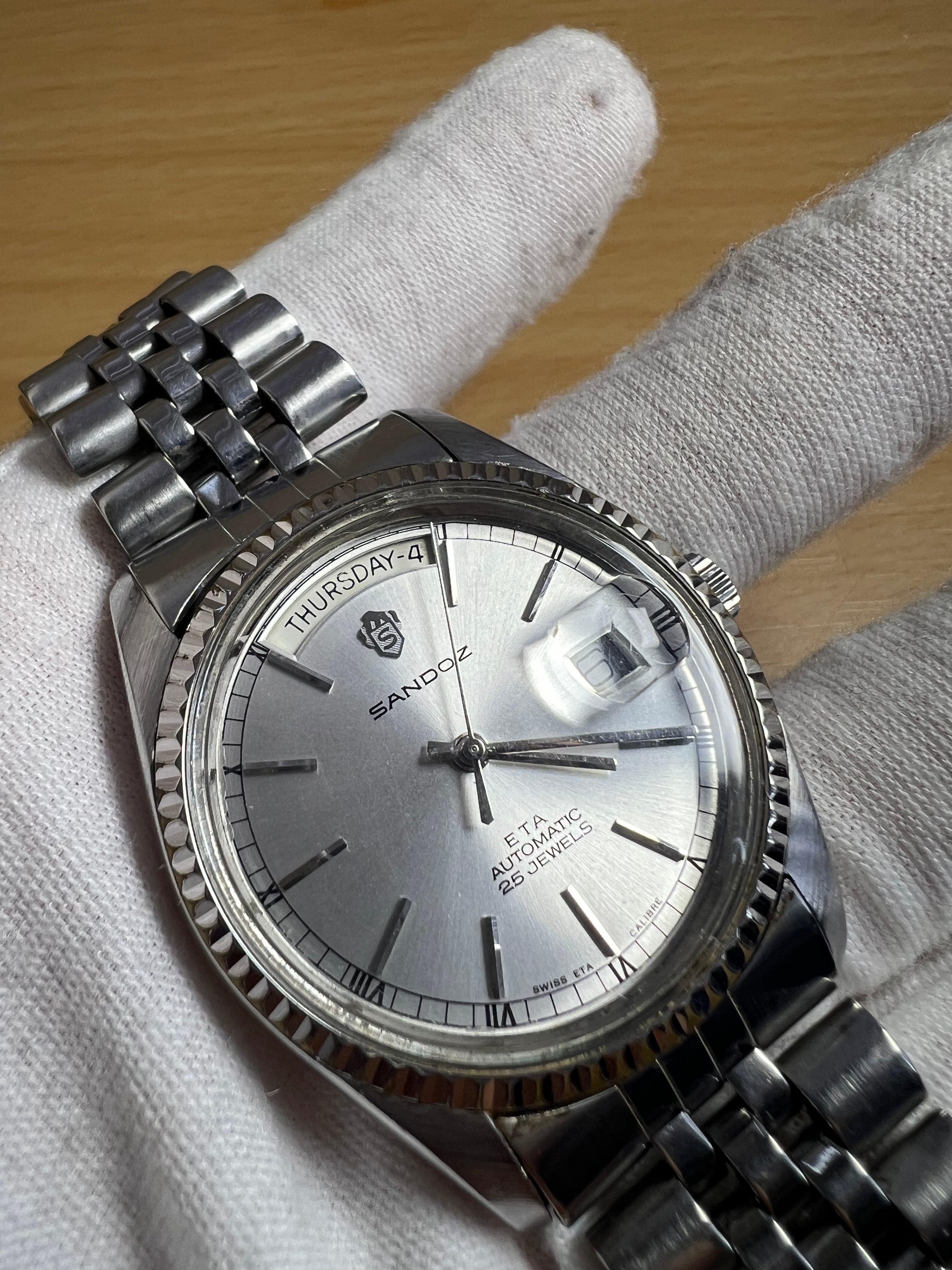 Sandoz Swiss Vintage Automatic Watch ETA2834-2 Date 25 Jewels 36mm 334-0478
