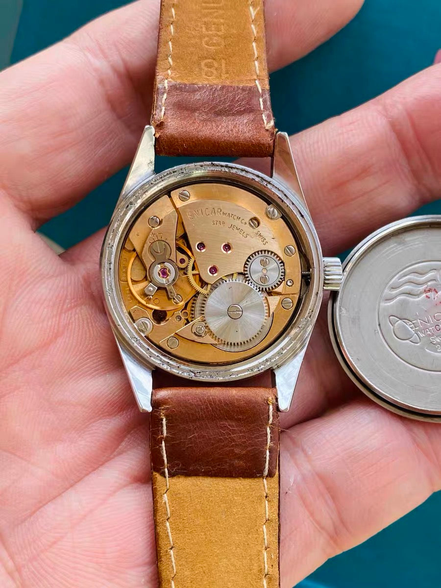 Swiss Made Enicar Star Jewels Manual-Winding Watch 17 Jewels 33MM 458-0178