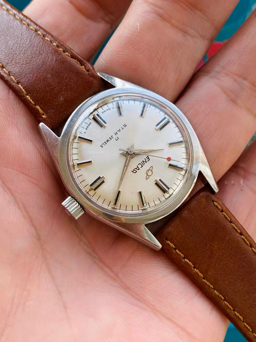 Swiss Made Enicar Star Jewels Manual-Winding Watch 17 Jewels 33MM 458-0178