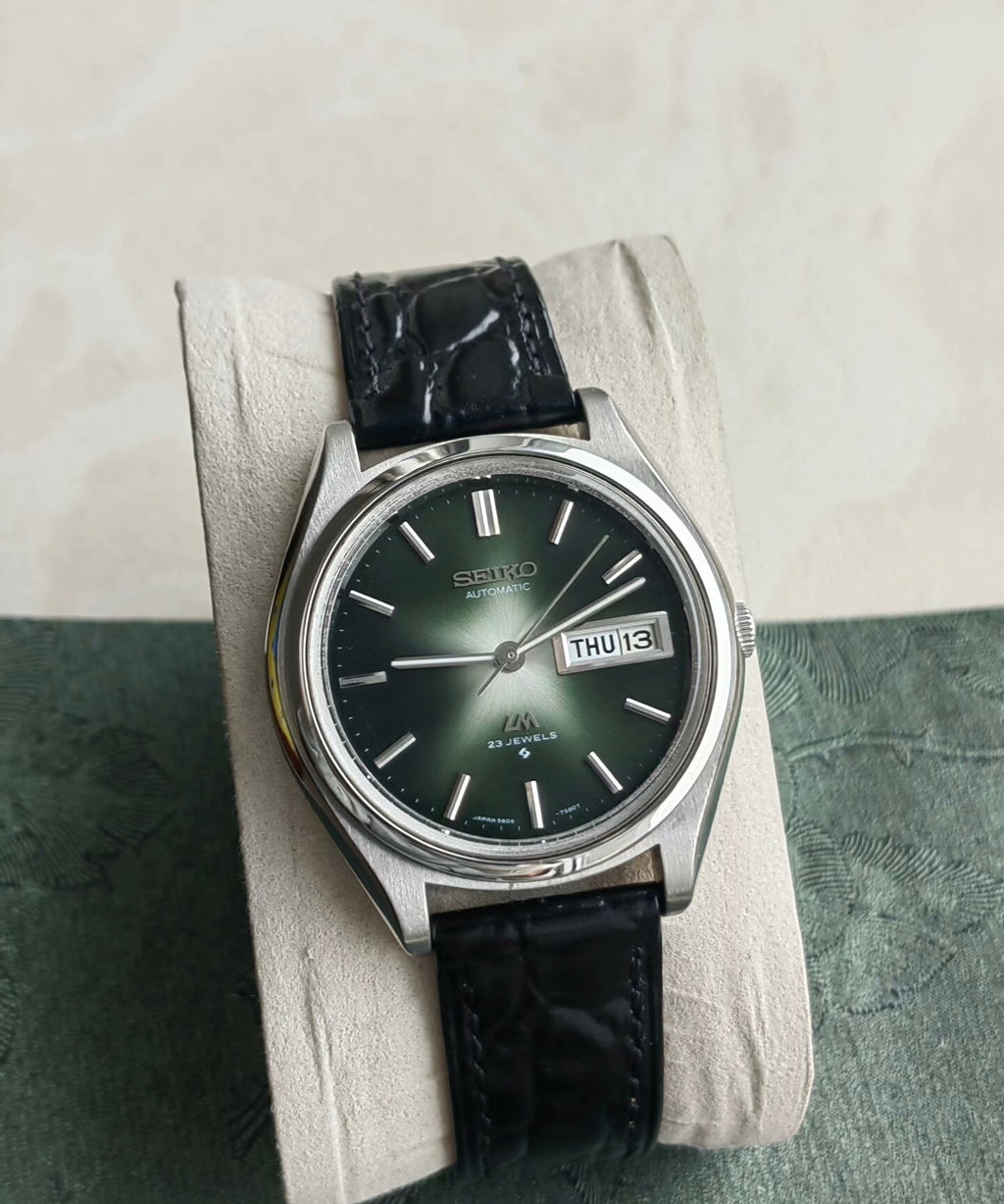 Seiko LM Automatic Men's Watch Day Date Cal. 5606A 38mm Green Gradient Star Dial Rare 1972 Vintage 450-0900