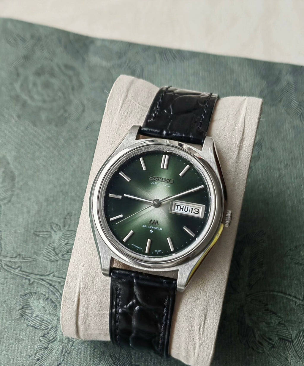 Seiko LM Automatic Men's Watch Day Date Cal. 5606A 38mm Green Gradient Star Dial Rare 1972 Vintage 450-0900