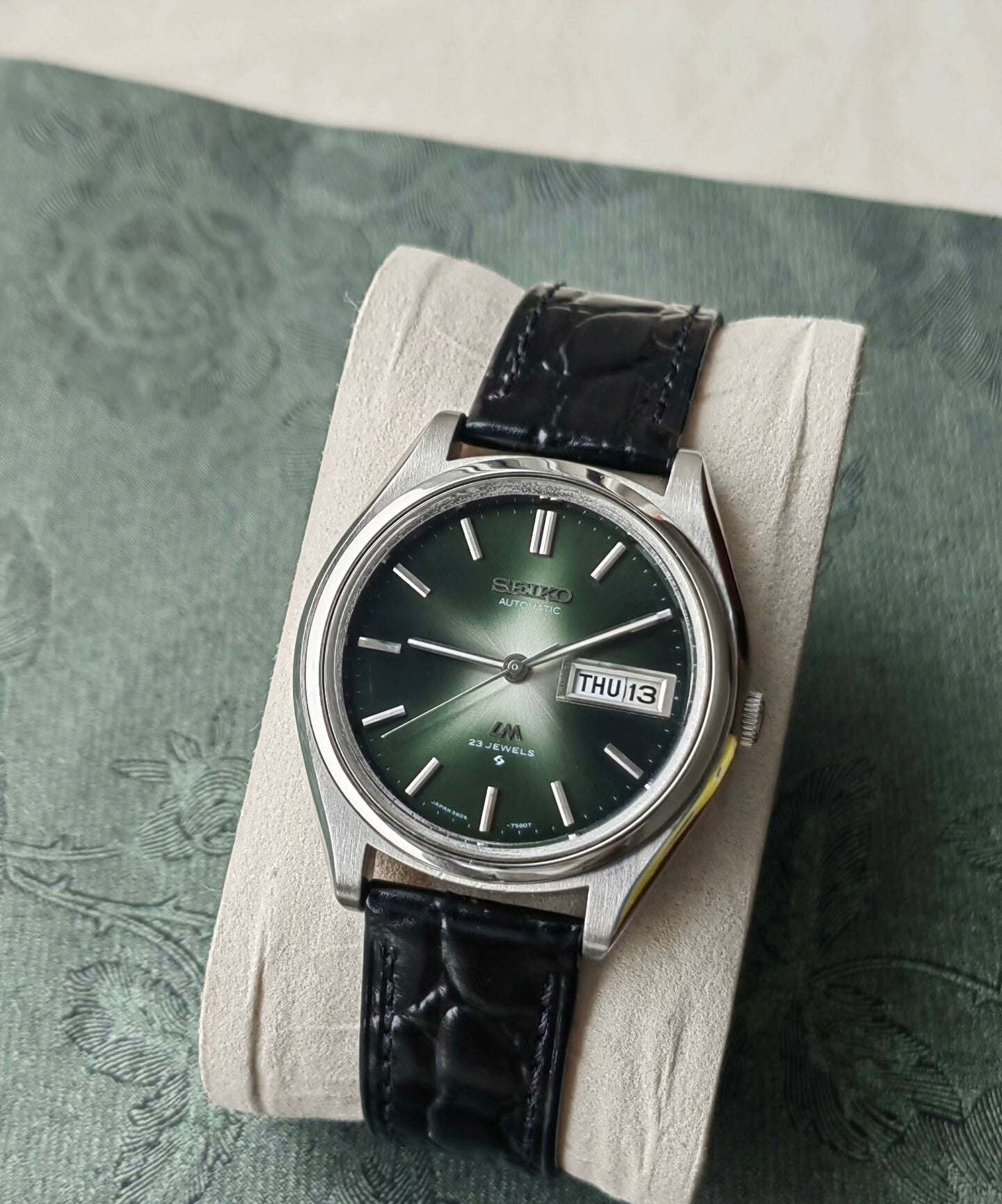Seiko LM Automatic Men's Watch Day Date Cal. 5606A 38mm Green Gradient Star Dial Rare 1972 Vintage 450-0900