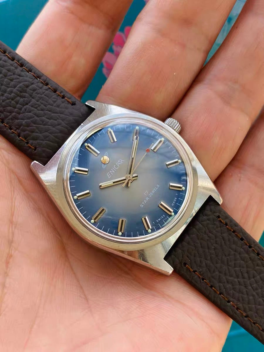 Swiss Made Enicar Star Jewels Manual-Winding Watch 17 Jewels 36.5 MM 457-0240
