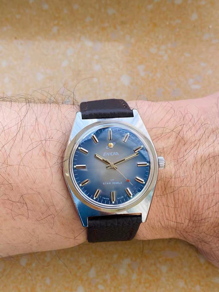 Swiss Made Enicar Star Jewels Manual-Winding Watch 17 Jewels 36.5 MM 457-0240