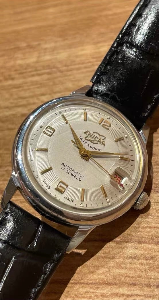 Swiss Enicar Ultrasonic Vintage Automatic Men's Watch Date 17 Jewels 33mm 1950s 449-0550