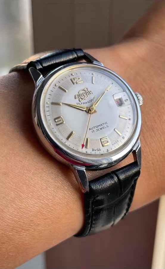 Swiss Enicar Ultrasonic Vintage Automatic Men's Watch Date 17 Jewels 33mm 1950s 449-0550