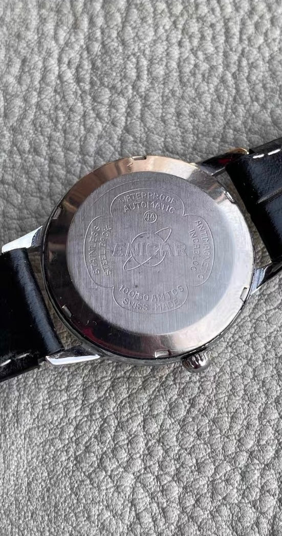 Swiss Enicar Ultrasonic Vintage Automatic Men's Watch Date 17 Jewels 33mm 1950s 449-0550