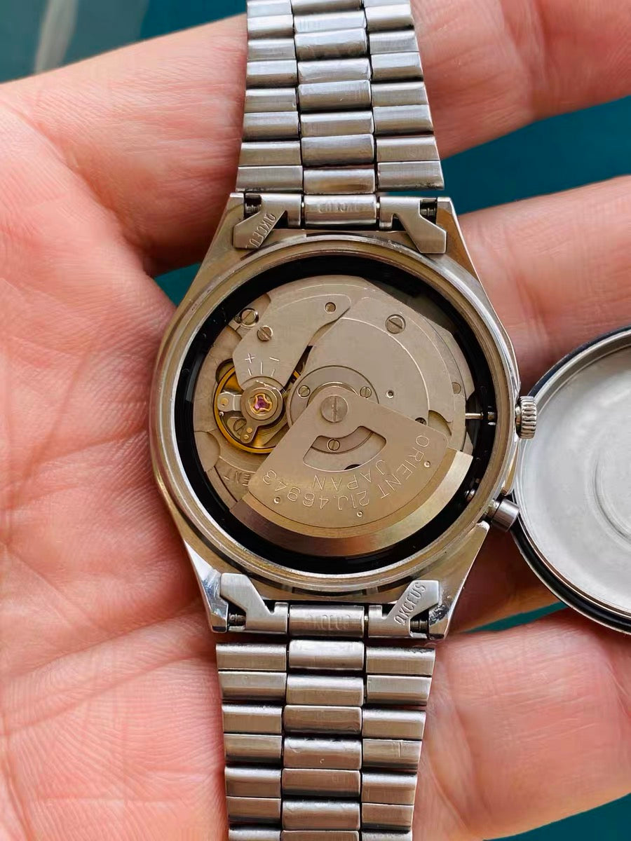 Orient Crystal Automatic Vintage Men's Watch Cal. 46943 Day Date 21 Jewels 35.4mm 1990s 464-0170