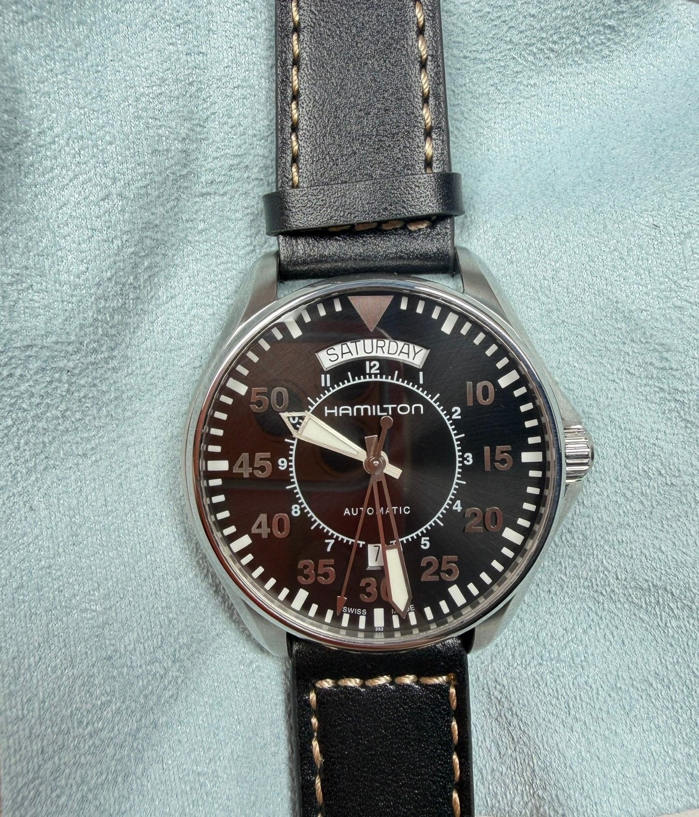 Hamilton Khaki Aviation Pilot Automatic Watch 2834-2 Day Date Black Dial 42mm “Interstellar Cooper” 452-1700