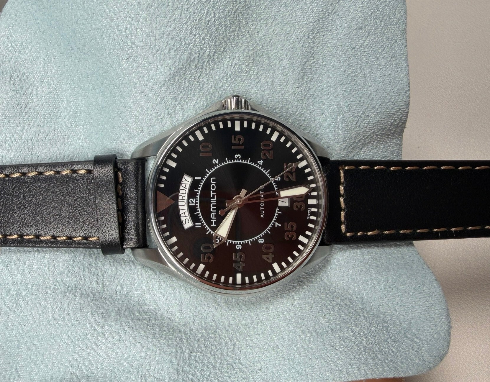 Hamilton Khaki Aviation Pilot Automatic Watch 2834-2 Day Date Black Dial 42mm “Interstellar Cooper” 452-1700