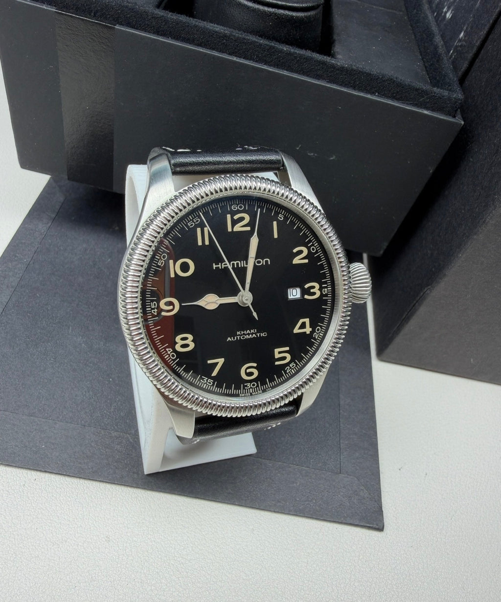 Swiss Men's Hamilton Khaki Automatic Watch Cal. 2824 Date 45mm Black Dial Excellent Condition 439-2000