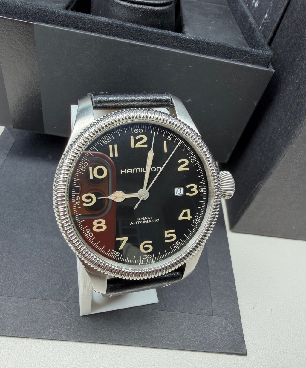 Swiss Men's Hamilton Khaki Automatic Watch Cal. 2824 Date 45mm Black Dial Excellent Condition 439-2000